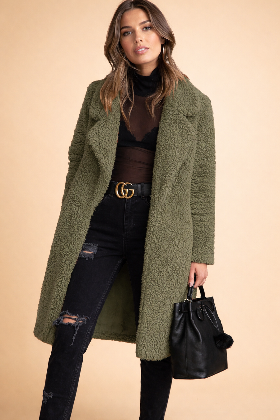 Dames Lange Cardigan met Kraag - Gebreide Vest in Jasmodel