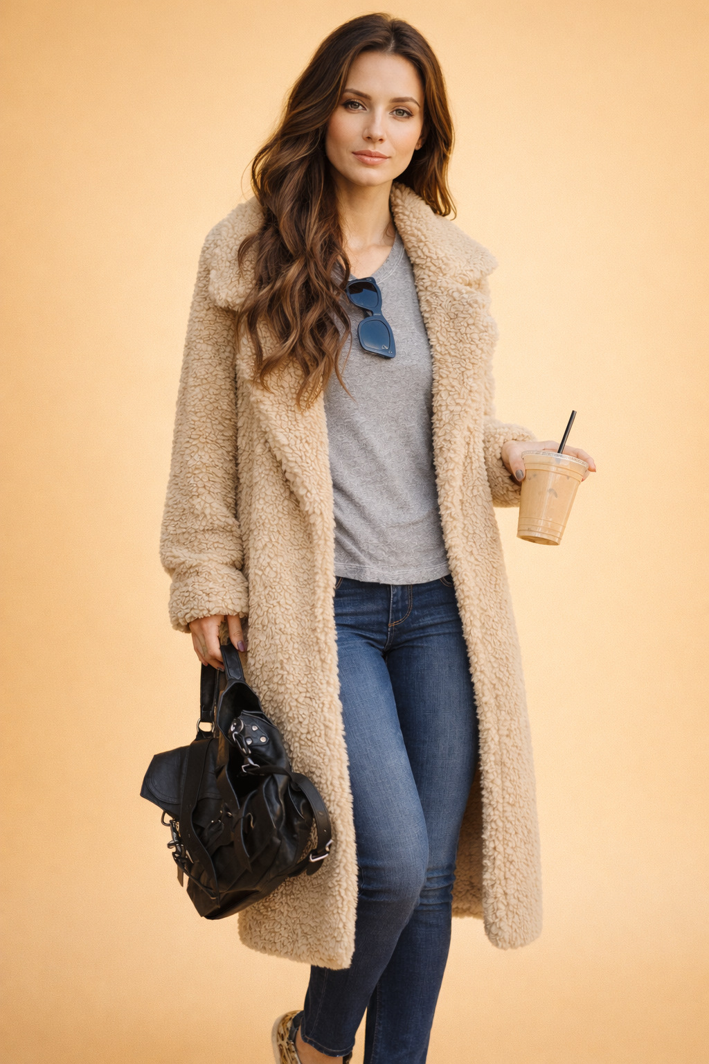 Dames Lange Cardigan met Kraag - Gebreide Vest in Jasmodel