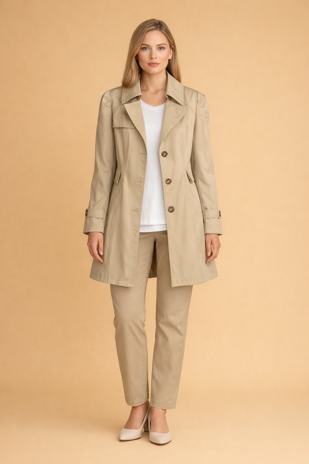 Dames Trenchcoat Klassiek – Dubbele Rij Knopen