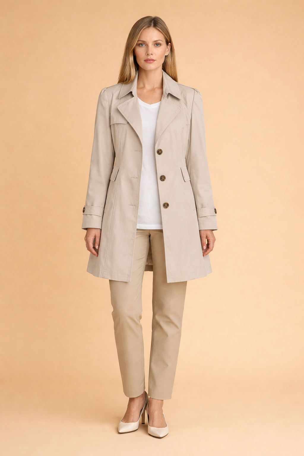 Dames Trenchcoat Klassiek – Dubbele Rij Knopen