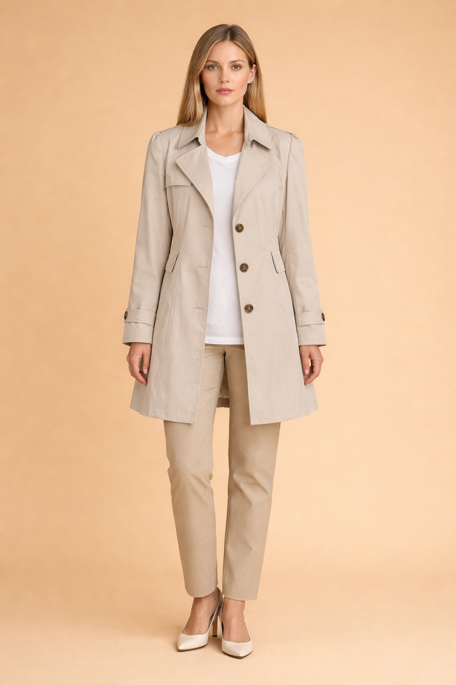 Dames Trenchcoat Klassiek – Dubbele Rij Knopen