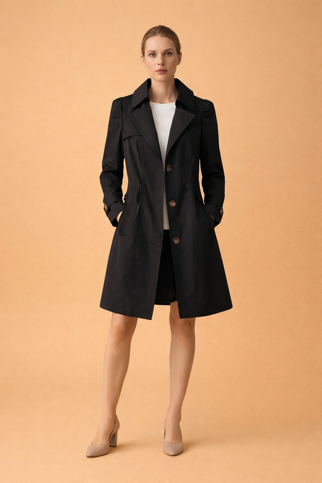 Dames Trenchcoat Klassiek – Dubbele Rij Knopen