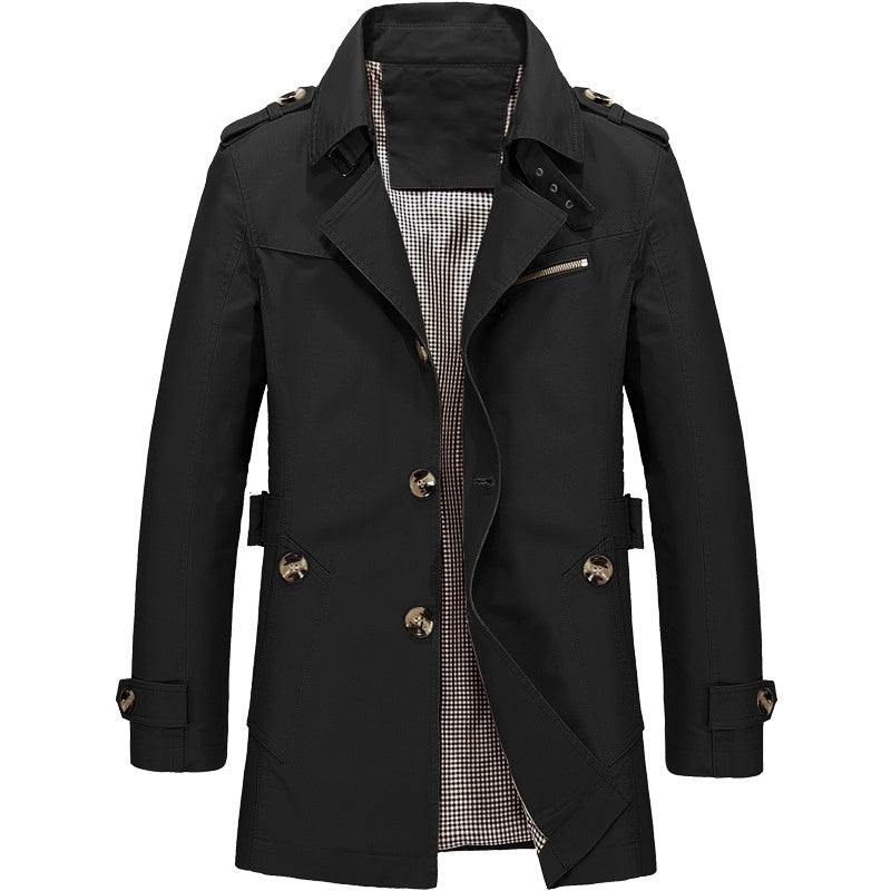 Heren Trenchcoat Dubbelrijs met Klassieke Revers