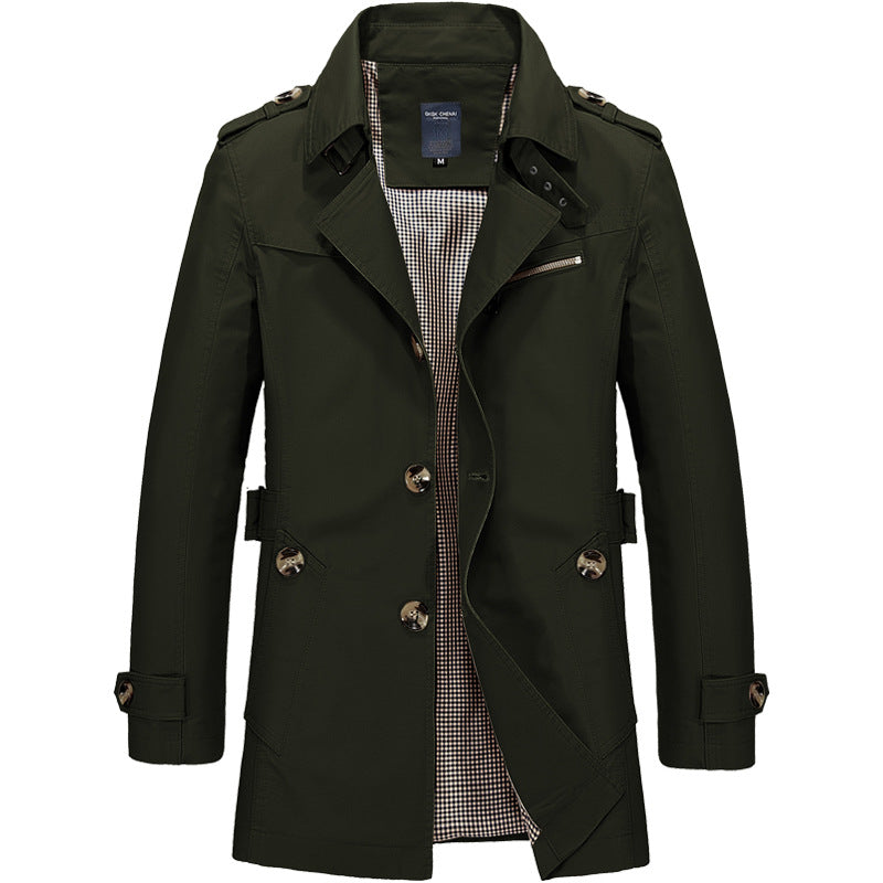 Heren Trenchcoat Dubbelrijs met Klassieke Revers