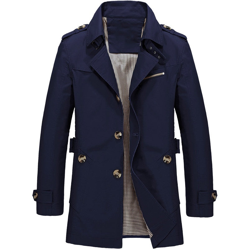 Heren Trenchcoat Dubbelrijs met Klassieke Revers