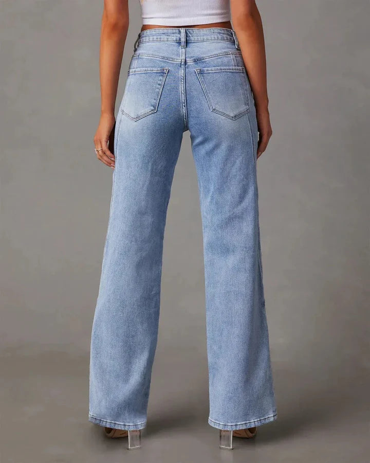 Jazz Oversized Jeans | Dames high waisted jeans met gerimpelde details en zakken
