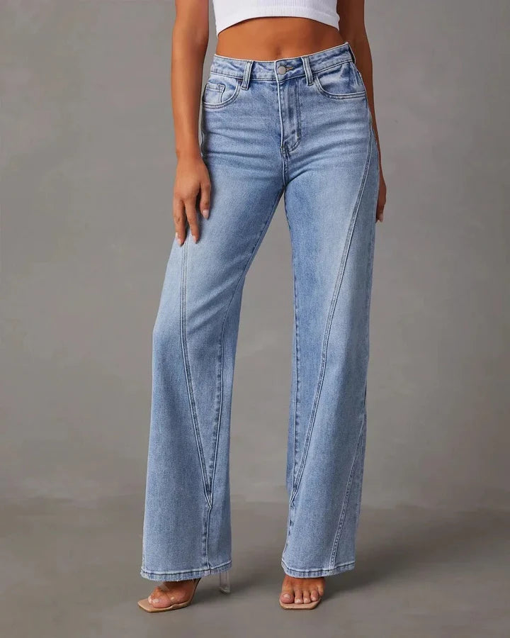 Jazz Oversized Jeans | Dames high waisted jeans met gerimpelde details en zakken