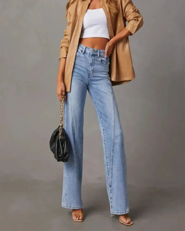 Jazz Oversized Jeans | Dames high waisted jeans met gerimpelde details en zakken