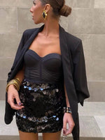 Dames Paillettenrok – Hoge Taille en Glanzend Glamourdesign voor Feestelijke Looks