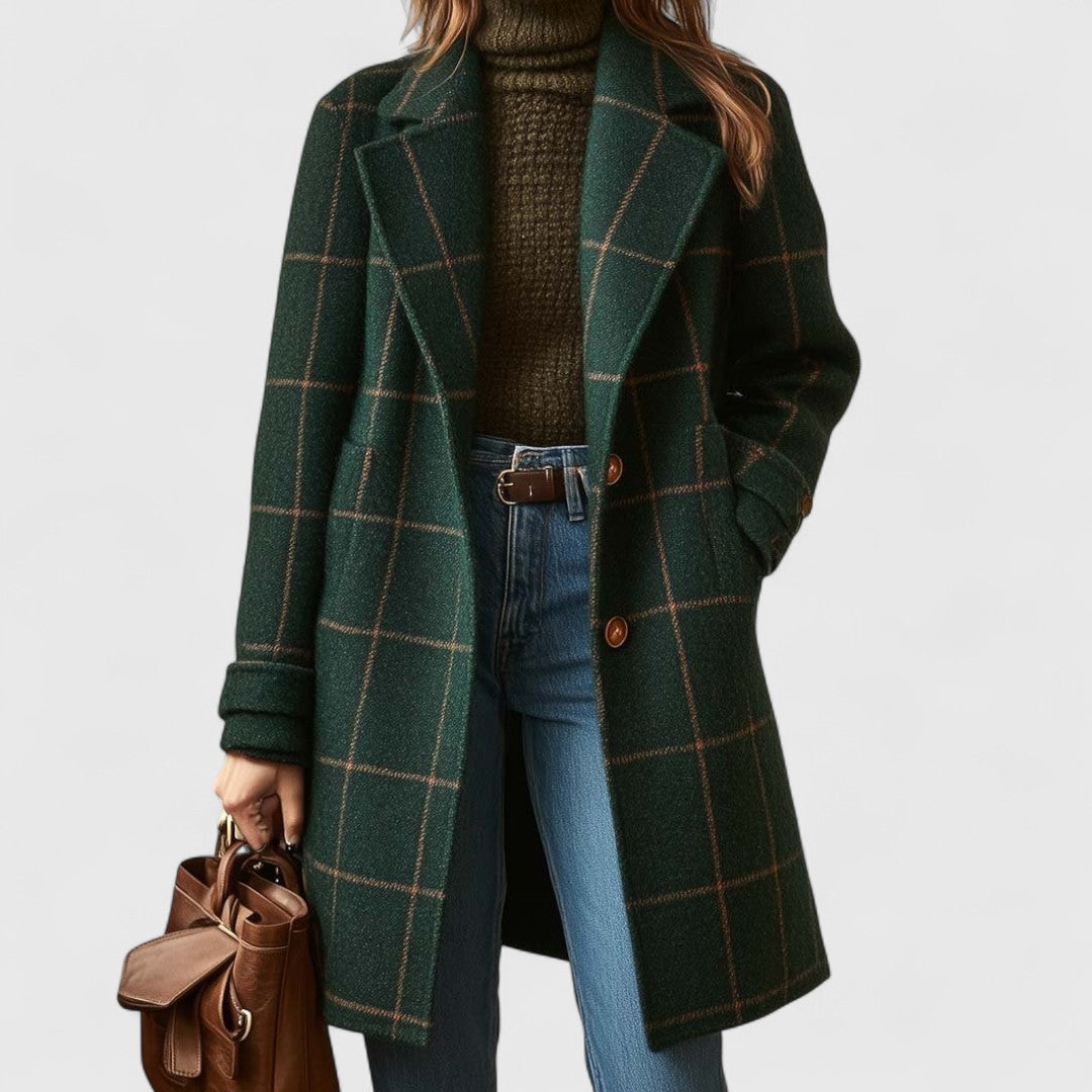 Sienna luxe | Recht vallende geruite jas voor vrouwen