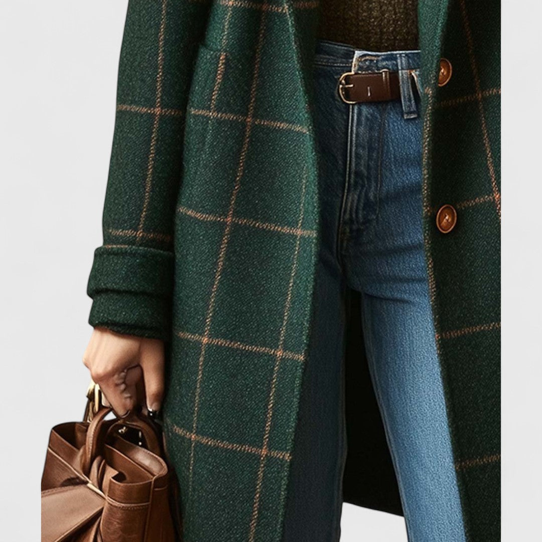 Sienna luxe | Recht vallende geruite jas voor vrouwen