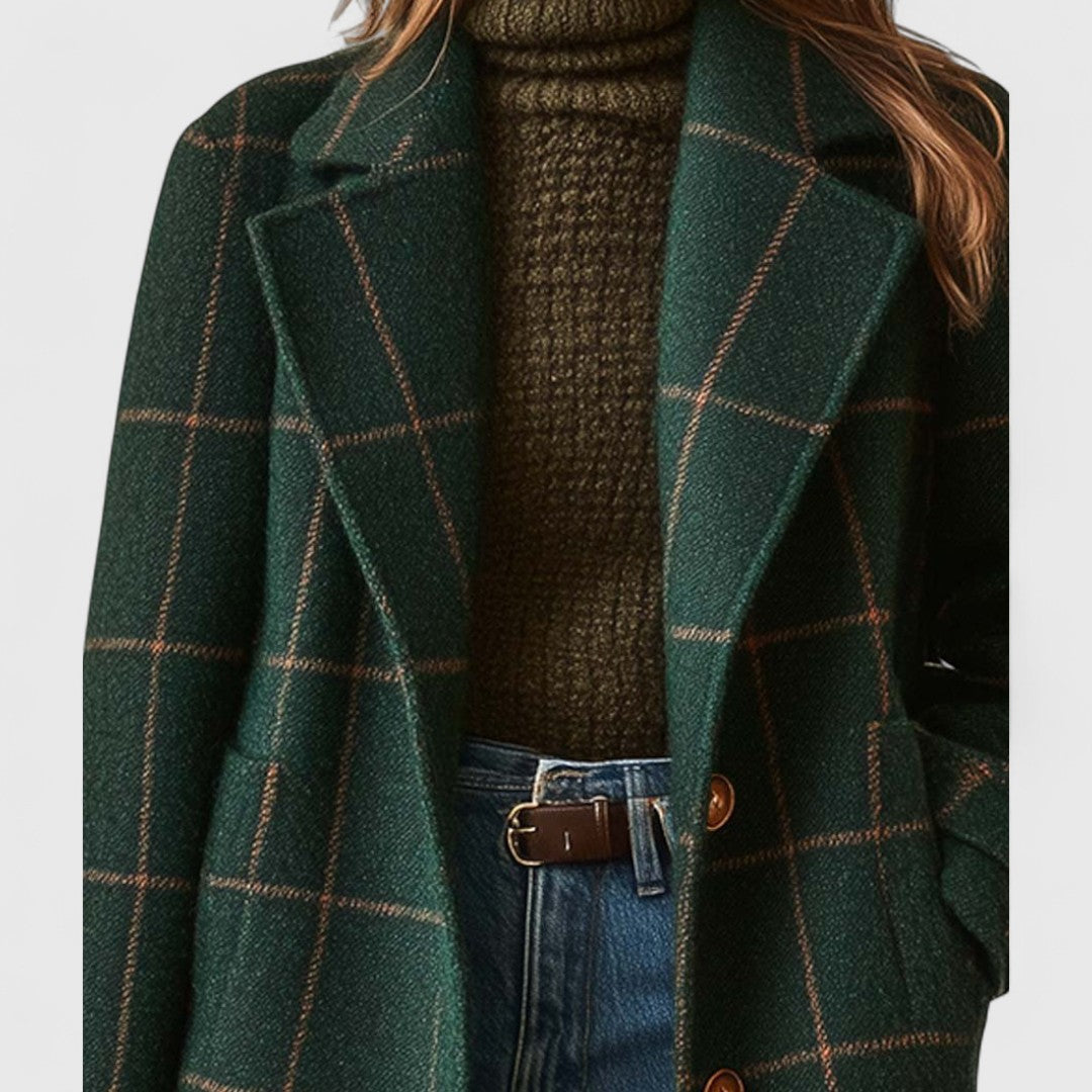 Sienna luxe | Recht vallende geruite jas voor vrouwen