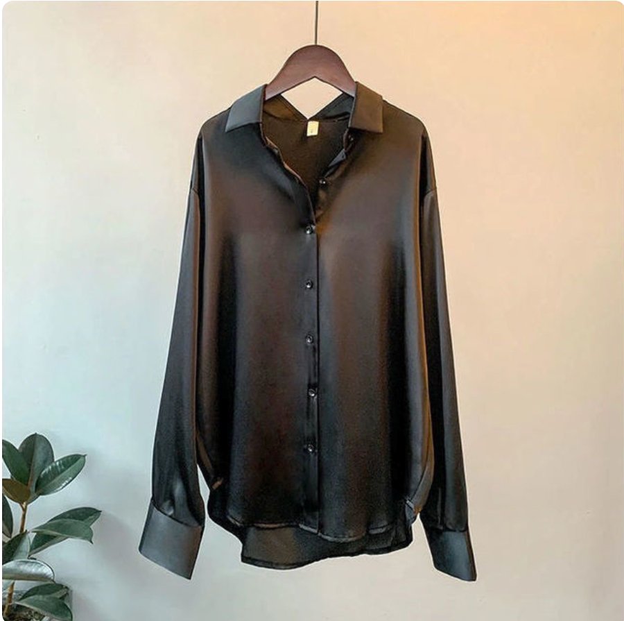 Dames Blouse, Zijden Look, Lange Mouwen, Ademend & Elegant