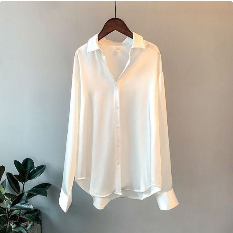 Dames Blouse, Zijden Look, Lange Mouwen, Ademend & Elegant