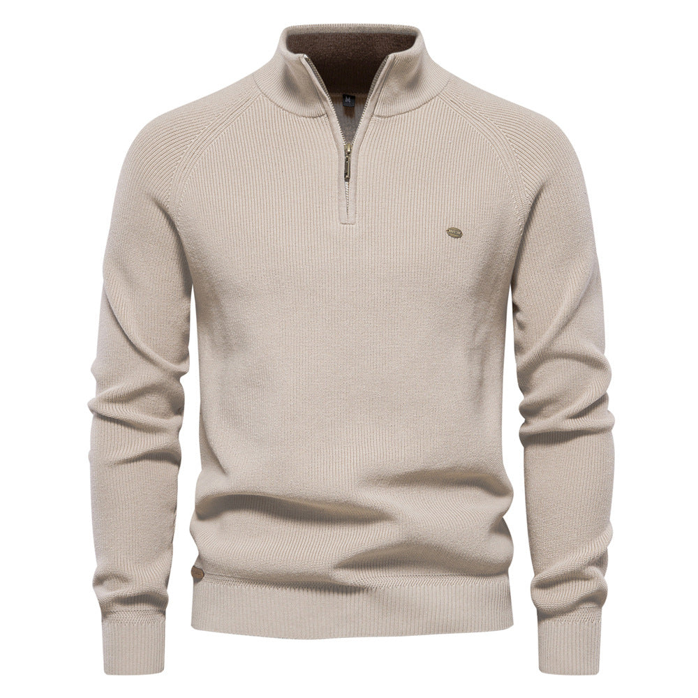 Heren Trui Half-Zip Geribbeld - Gebreide Pullover met Opstaande Kraag