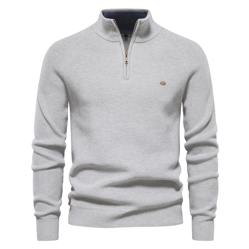 Heren Trui Half-Zip Geribbeld - Gebreide Pullover met Opstaande Kraag