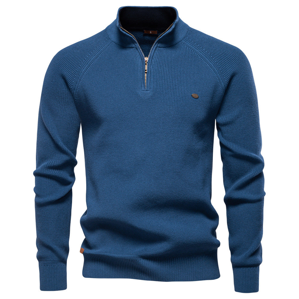 Heren Trui Half-Zip Geribbeld - Gebreide Pullover met Opstaande Kraag