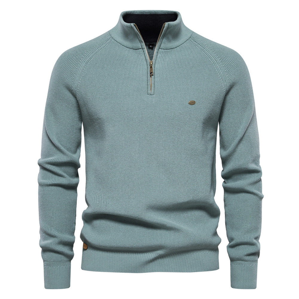 Heren Trui Half-Zip Geribbeld - Gebreide Pullover met Opstaande Kraag