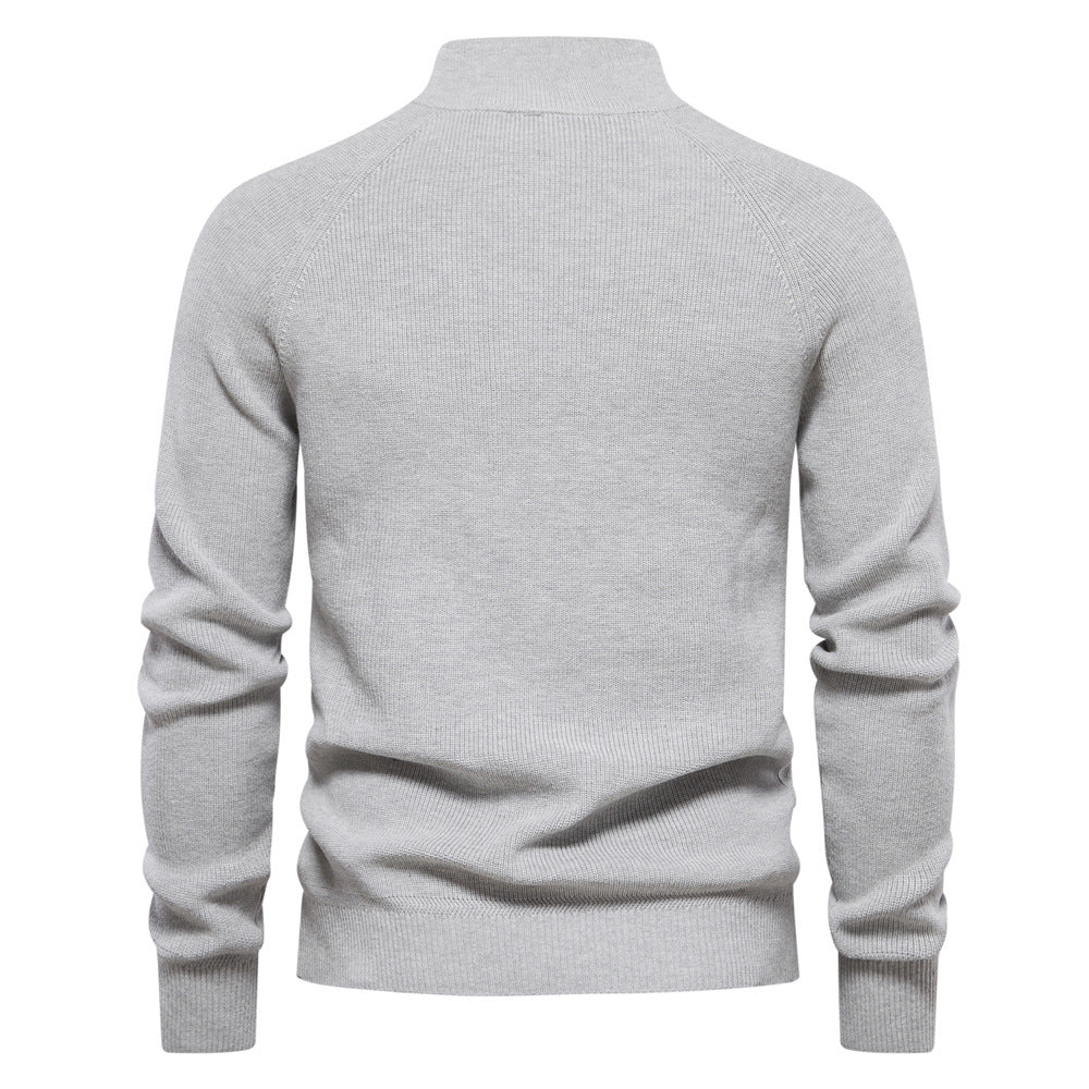 Heren Trui Half-Zip Geribbeld - Gebreide Pullover met Opstaande Kraag