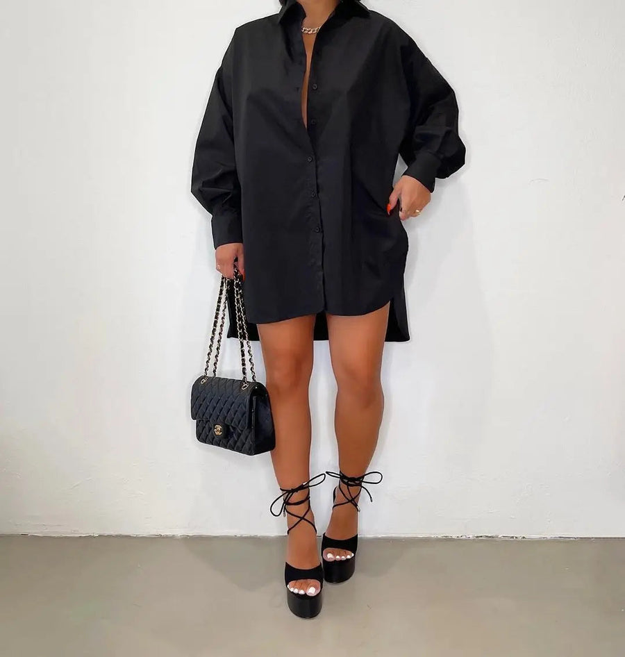 Dames Oversized Mini Jurk – Casual, Geschikt voor Lente en Zomer
