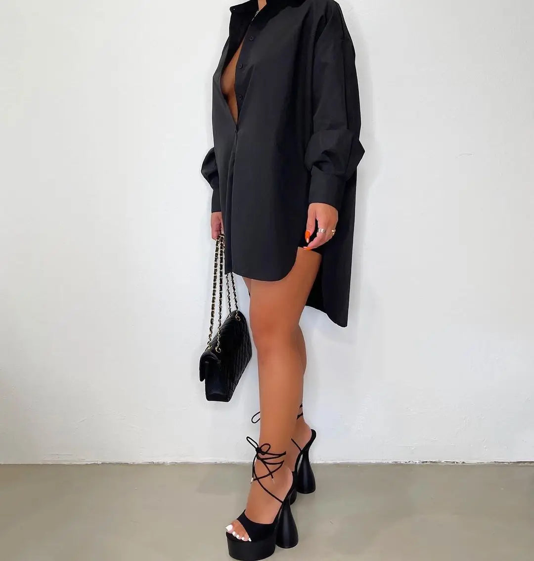 Dames Oversized Mini Jurk – Casual, Geschikt voor Lente en Zomer
