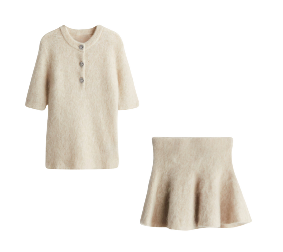 Kelly Mohair Co-Ord Set | Dames set met rokje en top van zachte mohairmix