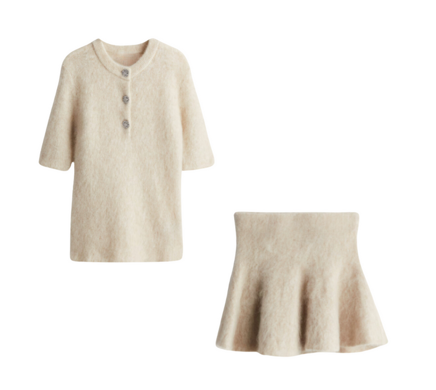 Kelly Mohair Co-Ord Set | Dames set met rokje en top van zachte mohairmix