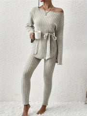 Kianna tweedelige set dames | Geribbelde co-ord met strikdetail en relaxte pasvorm