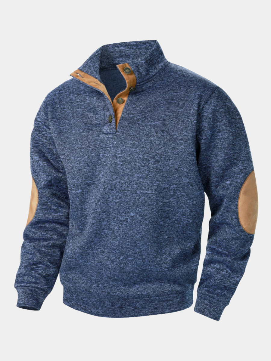 Heren Quarter-Zip Trui met Elleboogpatches - Gebreide Coltrui