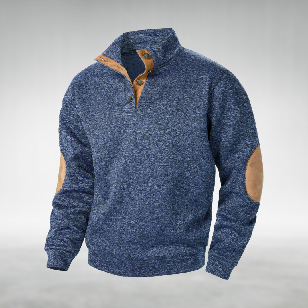 Heren Quarter-Zip Trui met Elleboogpatches - Gebreide Coltrui