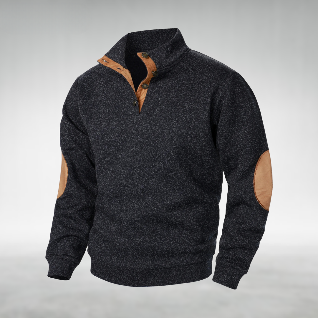 Heren Quarter-Zip Trui met Elleboogpatches - Gebreide Coltrui