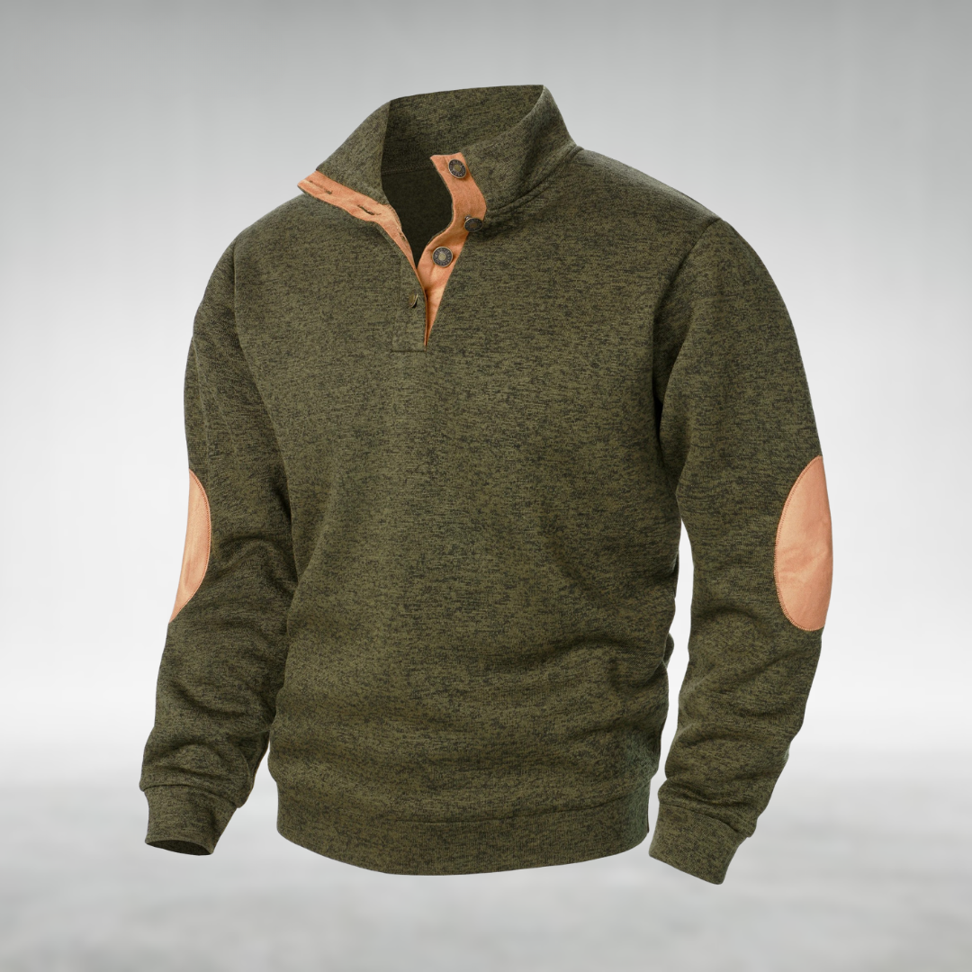Heren Quarter-Zip Trui met Elleboogpatches - Gebreide Coltrui