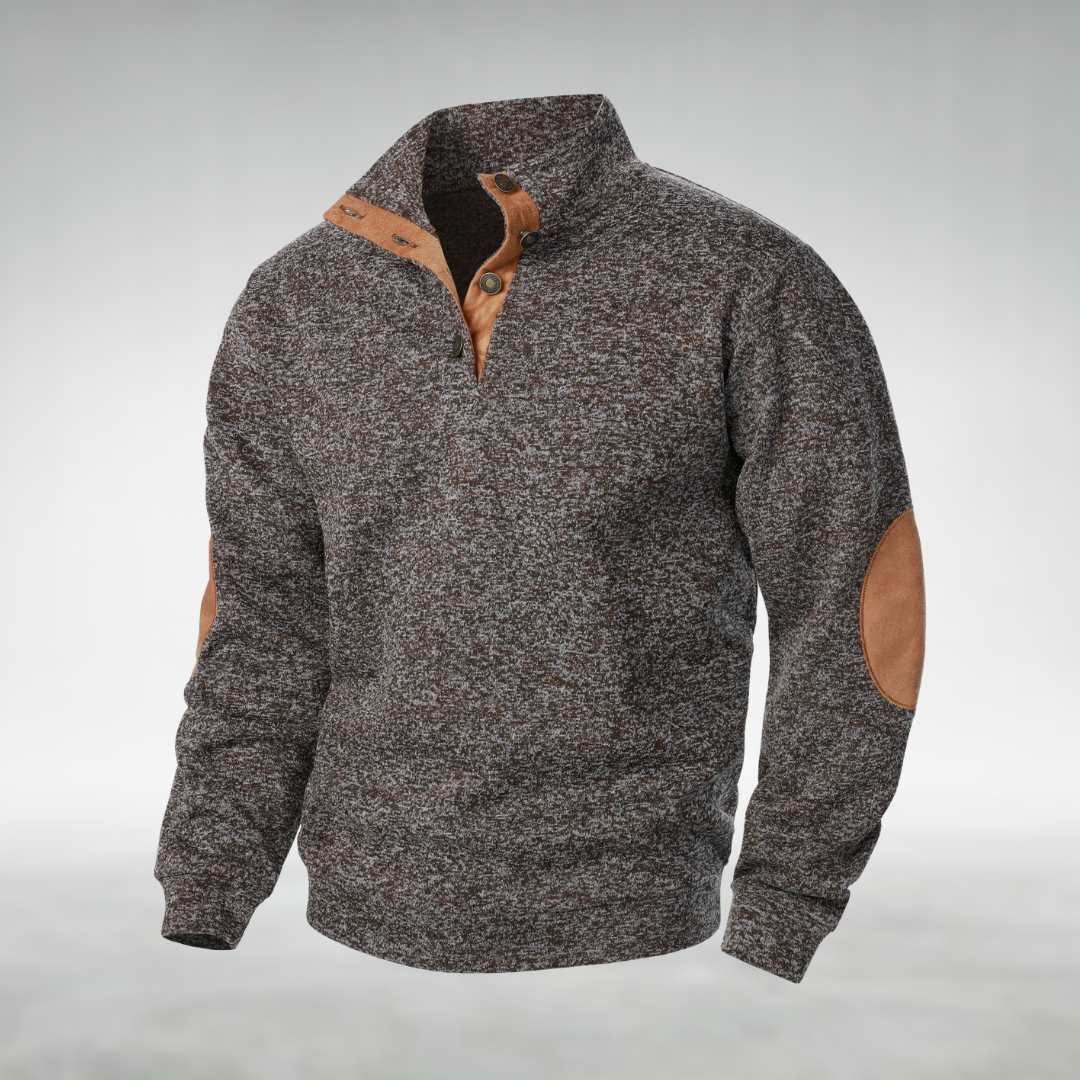 Heren Quarter-Zip Trui met Elleboogpatches - Gebreide Coltrui