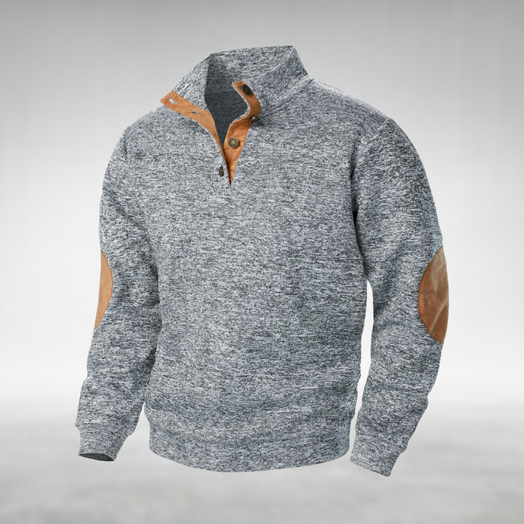 Heren Quarter-Zip Trui met Elleboogpatches - Gebreide Coltrui
