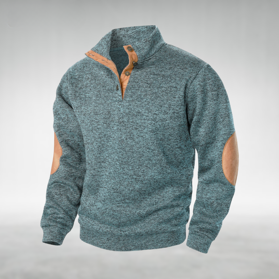 Heren Quarter-Zip Trui met Elleboogpatches - Gebreide Coltrui