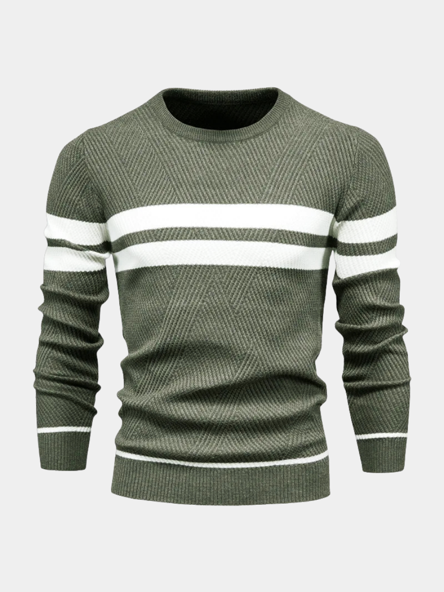 Heren Trui Gestreept Ronde Hals – Zachte Gebreide Pullover
