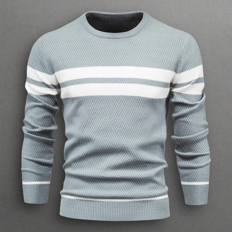 Heren Trui Gestreept Ronde Hals – Zachte Gebreide Pullover