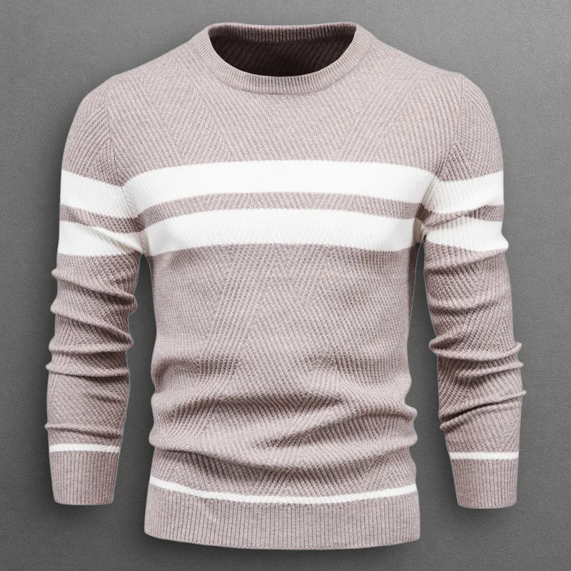 Heren Trui Gestreept Ronde Hals – Zachte Gebreide Pullover