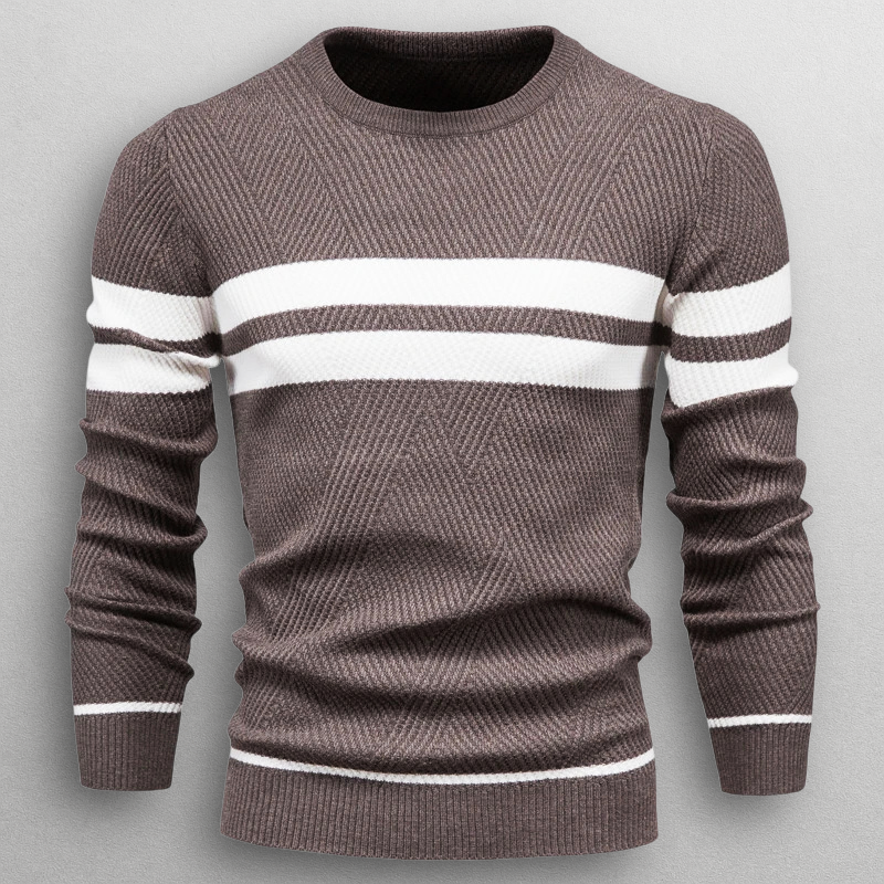 Heren Trui Gestreept Ronde Hals – Zachte Gebreide Pullover