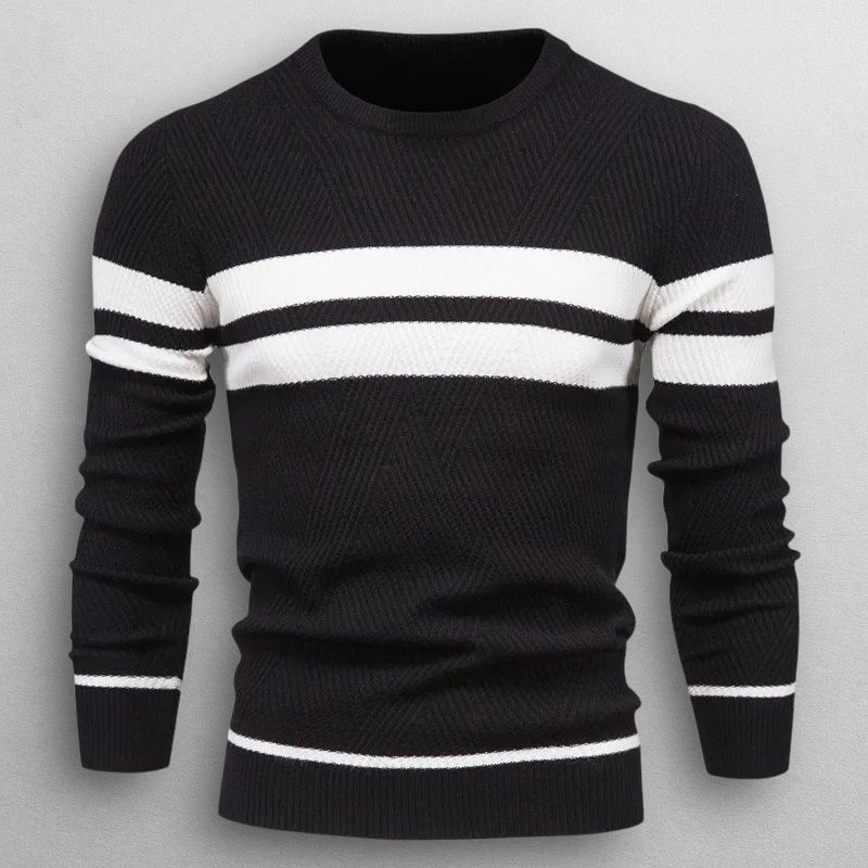 Heren Trui Gestreept Ronde Hals – Zachte Gebreide Pullover