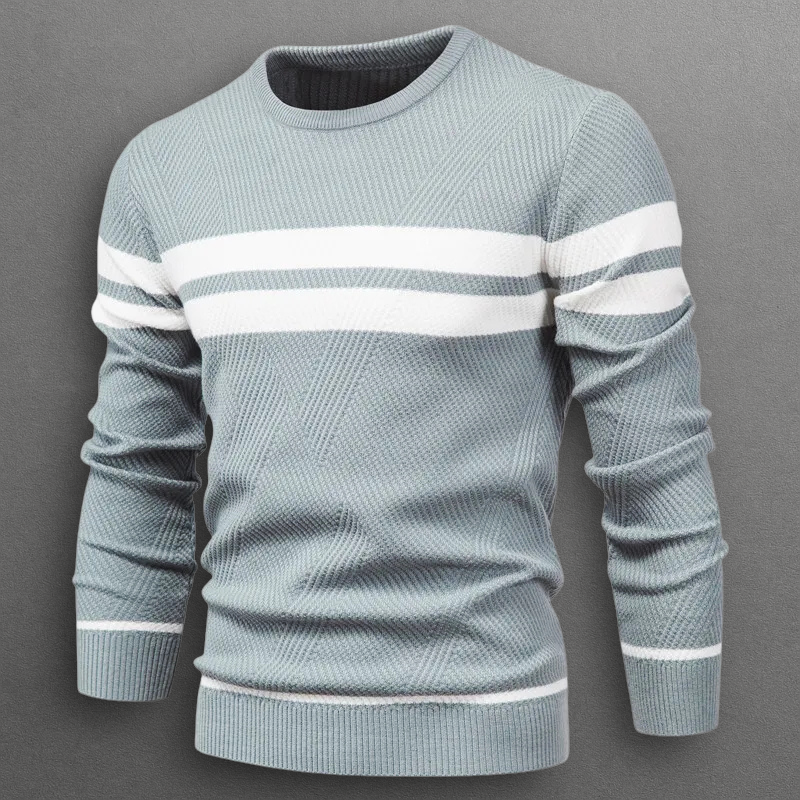 Heren Trui Gestreept Ronde Hals – Zachte Gebreide Pullover