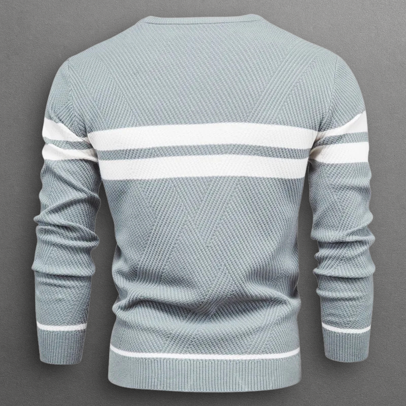 Heren Trui Gestreept Ronde Hals – Zachte Gebreide Pullover