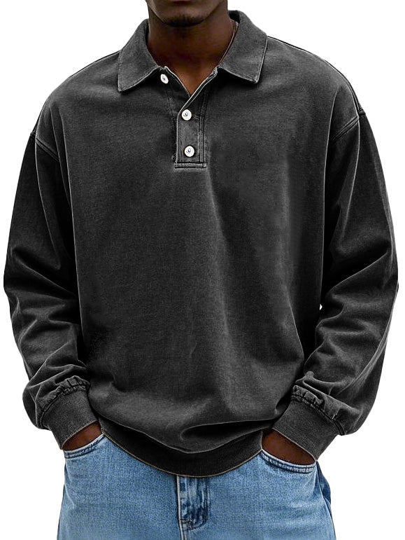 Heren Sweater Oversized Polokraag – Gebreide Pullover met Knoopsluiting