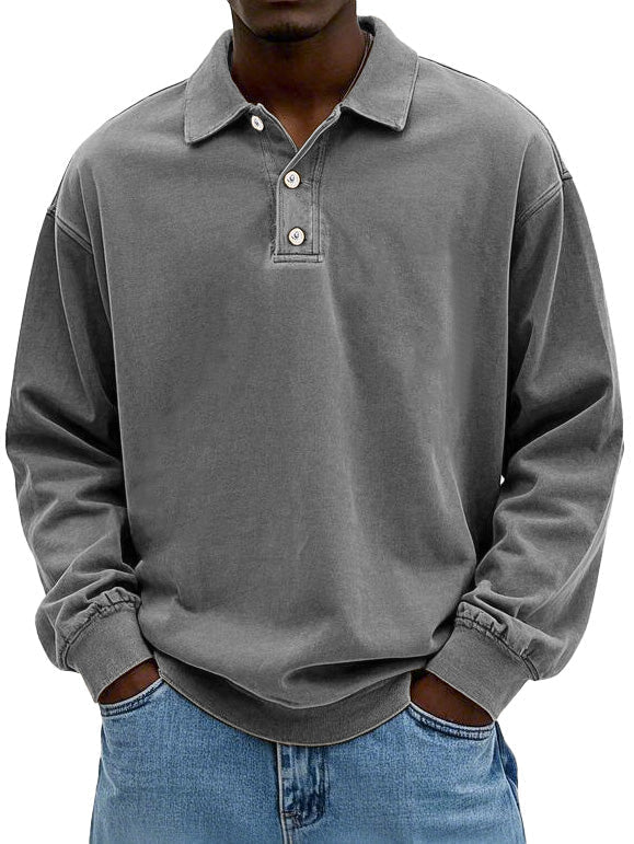 Heren Sweater Oversized Polokraag – Gebreide Pullover met Knoopsluiting