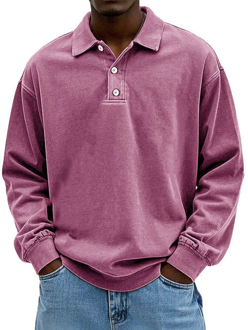 Heren Sweater Oversized Polokraag – Gebreide Pullover met Knoopsluiting