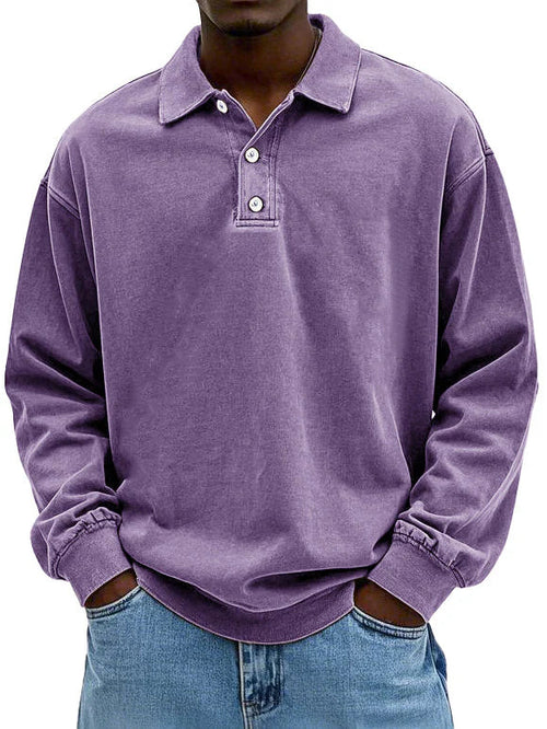 Heren Sweater Oversized Polokraag – Gebreide Pullover met Knoopsluiting