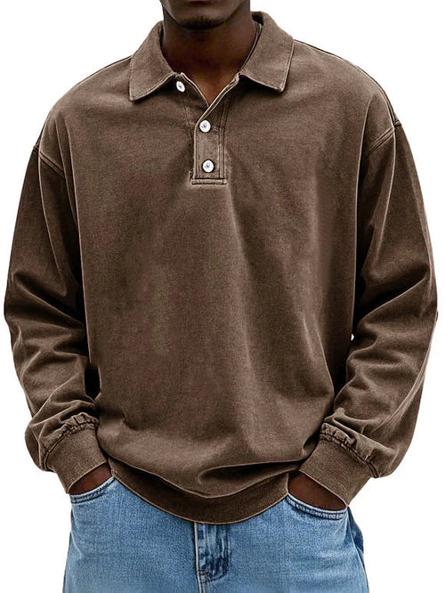 Heren Sweater Oversized Polokraag – Gebreide Pullover met Knoopsluiting