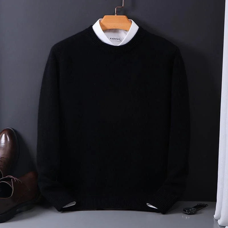 Heren Trui Ronde Hals - Geribde Pullover met Lange Mouwen