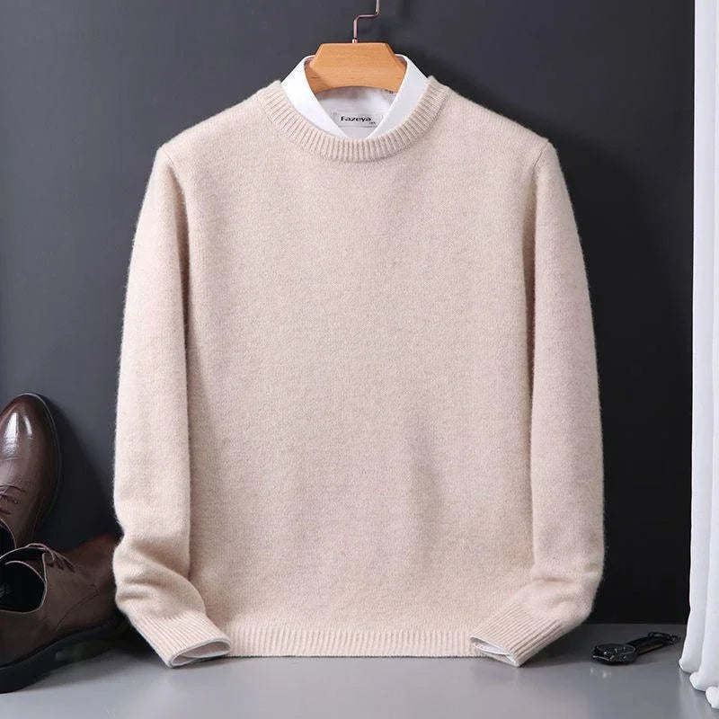 Heren Trui Ronde Hals - Geribde Pullover met Lange Mouwen