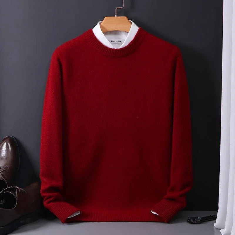 Heren Trui Ronde Hals - Geribde Pullover met Lange Mouwen